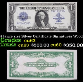 1923 $1 large size Silver Certificate Grades Select CU Signatures Woods/White