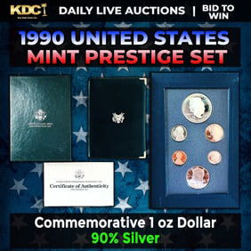 1990 United States Mint Prestige Proof Set 6 Coins W/ Box & COA