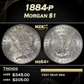 1884-p Morgan Dollar $1 Grades ms64+
