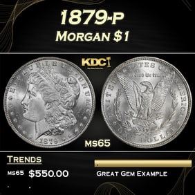 1879-p Morgan Dollar $1 Grades ms65