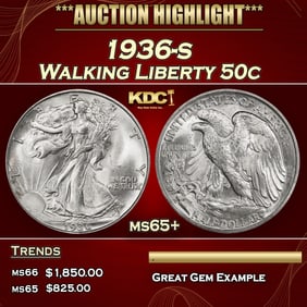 1936-s Walking Liberty Half Dollar 50c ms65+ SEGS