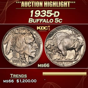 1935-d Buffalo Nickel 5c ms66 SEGS