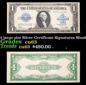 1923 $1 large size Silver Certificate Grades Select CU Signatures Woods/White