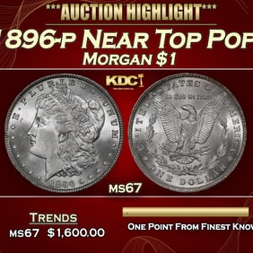 1896-p Morgan Dollar Near Top Pop! $1 ms67 SEGS