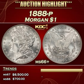 1888-p Morgan Dollar $1 ms66+ SEGS