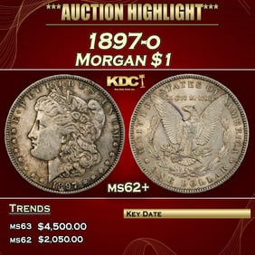 1897-o Morgan Dollar $1 ms62+ USCG