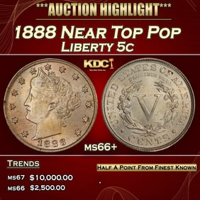1888 Liberty Nickel Near Top Pop 5c ms66+ SEGS