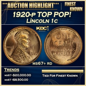 1920-p Lincoln Cent TOP POP! 1c ms67+ rd SEGS