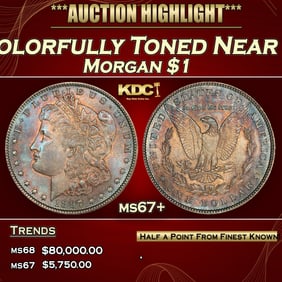 1897-p Morgan Dollar Colorfully Toned Near Top Pop $1 ms67+ SEGS