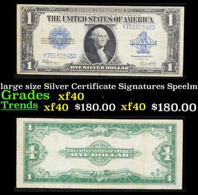 1923 $1 large size Silver Certificate Grades xf Signatures Speelman/White