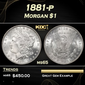 1881-p Morgan Dollar $1 Grades ms65