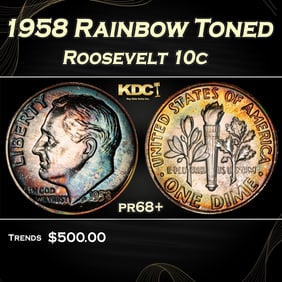1958 Proof Roosevelt Dime Rainbow Toned 10c pr68+ SEGS