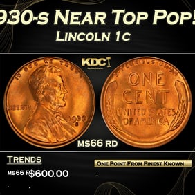 1930-s Lincoln Cent Near Top Pop! 1c Grades ms66 rd