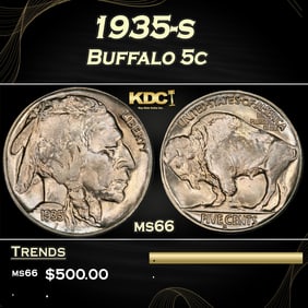 1935-s Buffalo Nickel 5c Grades ms66