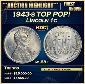 1943-s Lincoln Cent TOP POP! 1c ms68+ SEGS