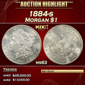 1884-s Morgan Dollar $1 ms63 USCG