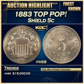1883 Proof Shield Nickel TOP POP! 5c pr68 SEGS