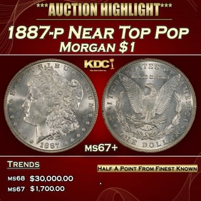 1887-p Morgan Dollar Near Top Pop $1 ms67+ SEGS