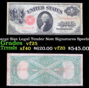 1917 $1 Large Size Legal Tender Note Grades vf+ Signatures Speelman/White