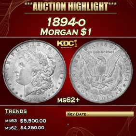 1894-o Morgan Dollar $1 ms62+ USCG
