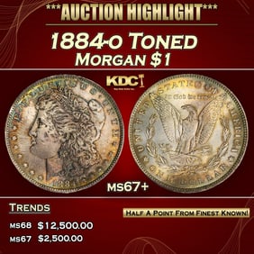 1884-o Morgan Dollar Toned $1 ms67+ SEGS