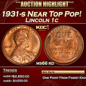 1931-s Lincoln Cent Near Top Pop! 1c ms66 rd SEGS