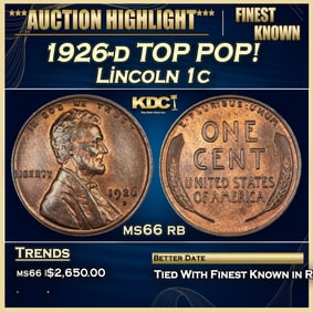 1926-d Lincoln Cent TOP POP! 1c ms66 rb SEGS