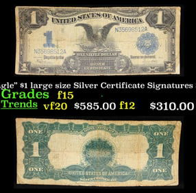 1899 $1 large size Silver Certificate "Black Eagle" Grades f+ Signatures Speelman/White