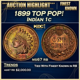 1899 Indian Cent TOP POP! 1c ms67 rb SEGS