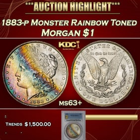 PCGS 1883-p Morgan Dollar Monster Rainbow Toned $1 ms63+ PCGS