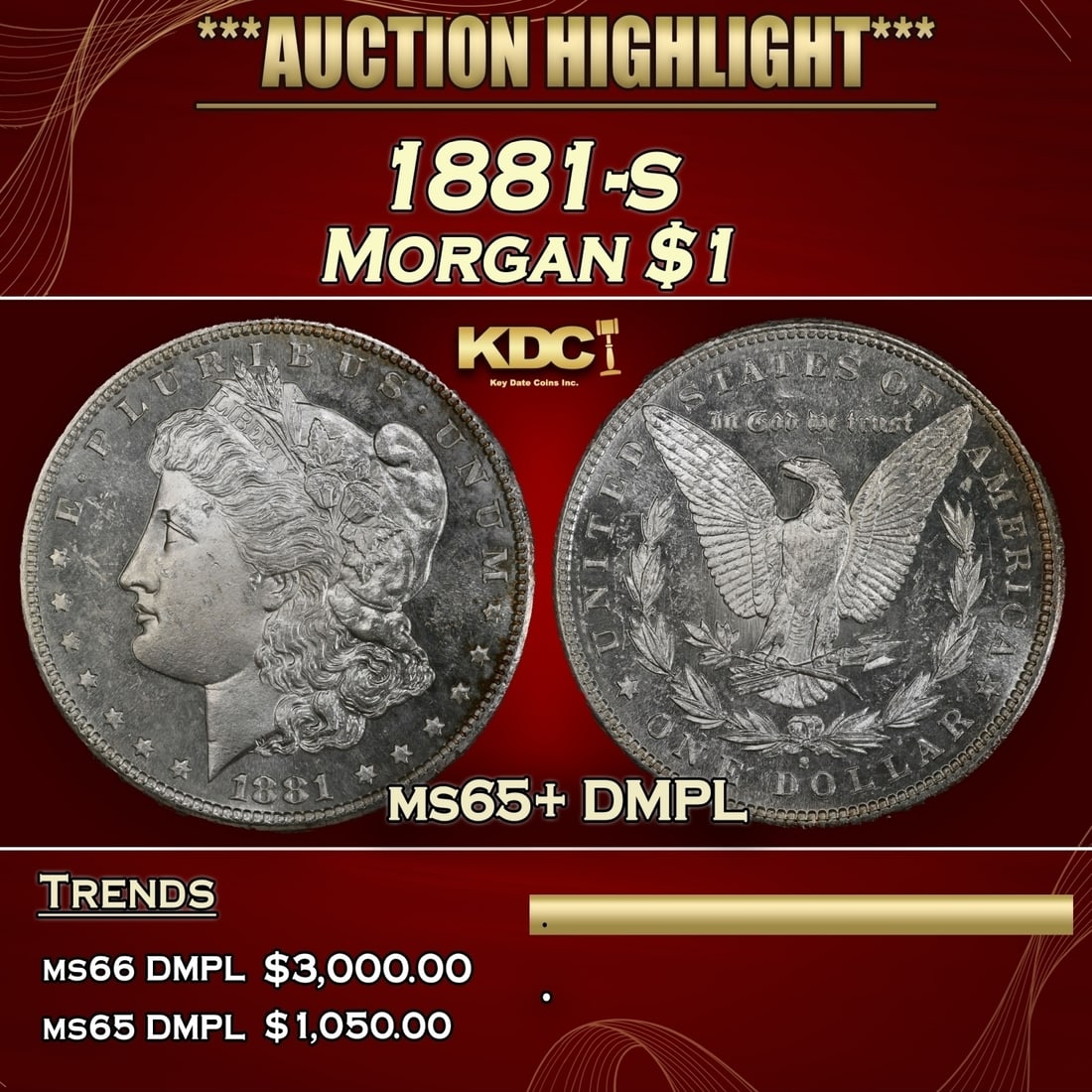 1881-s Morgan Dollar $1 ms65+ DMPL SEGS (1 of 4)