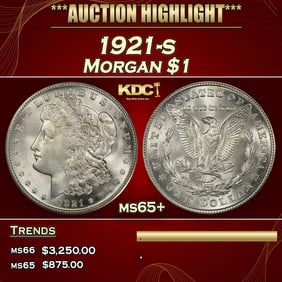 1921-s Morgan Dollar $1 ms65+ SEGS