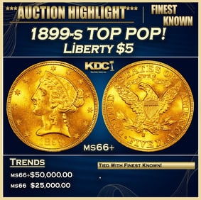 1899-s Gold Liberty Half Eagle TOP POP! $5 ms66+ SEGS