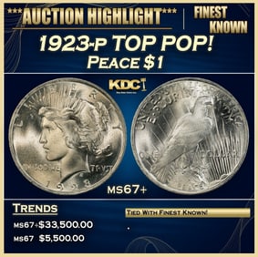 1923-p Peace Dollar TOP POP! $1 ms67+ SEGS