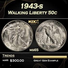 1943-s Walking Liberty Half Dollar 50c Grades ms65
