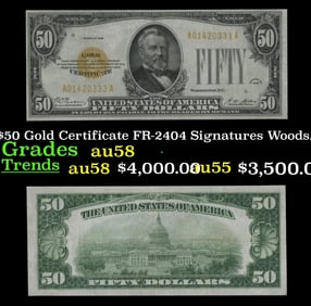 1928 $50 Gold Certificate Grades Choice AU/BU Slider