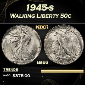 1945-s Walking Liberty Half Dollar 50c Grades ms66