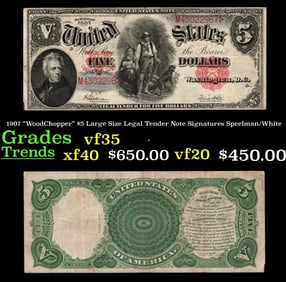 1907 Speelman/White $5 Large Size Legal Tender Note Grades vf++