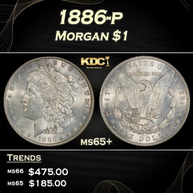 1886-p Morgan Dollar $1 Grades ms65+
