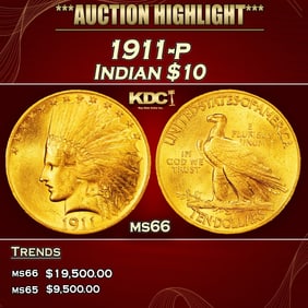 1911-p Gold Indian Eagle $10 ms66 SEGS