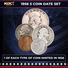 1956 5 Coin Date Set, 1 Of Each Type Of Coin Minted in 1956