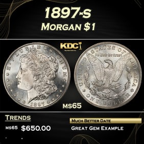 1897-s Morgan Dollar $1 Grades ms65