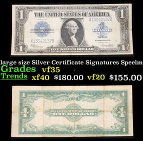 1923 $1 large size Silver Certificate Grades vf++ Signatures Speelman/White