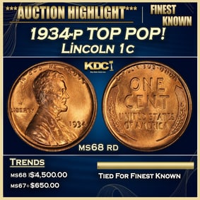 1934-p Lincoln Cent TOP POP! 1c ms68 rd SEGS