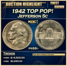 1942 Proof Jefferson Nickel TOP POP! 5c pr68+ SEGS