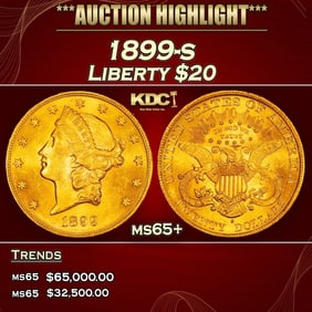 1899-s Gold Liberty Double Eagle $20 ms65+ SEGS