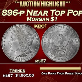 1896-p Morgan Dollar Near Top Pop! $1 ms67 SEGS