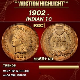 1902 Indian Cent . 1c ms66+ rd SEGS