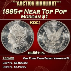 1885-p Morgan Dollar Near Top Pop $1 ms66+ pl SEGS