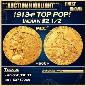1913-p Gold Indian Quarter Eagle TOP POP! $2 1/2 ms66+ USCG